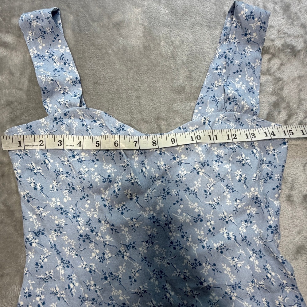 Reformation Hester Tank Top 4 Blue Floral Coquette  Sweetheart Cami Cottagecore - Picture 7 of 13